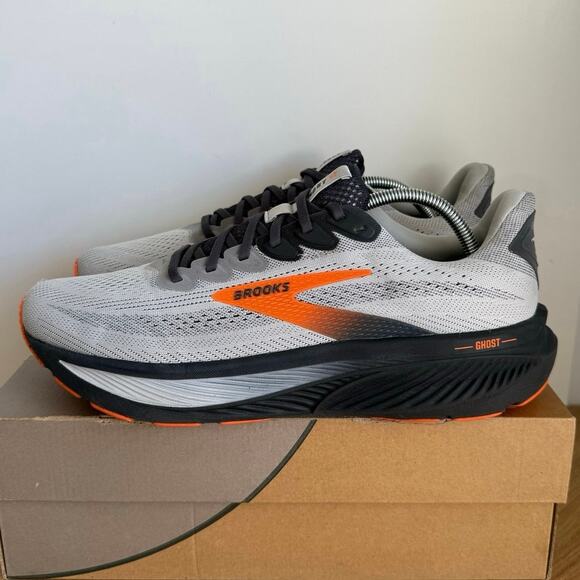 Brooks Ghost 17 Oyster Mushroom/Orange/Ebony Men Running Sneakers- SZ 11.5 main image 10